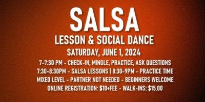Salsa Lessons with Ava & Rodolfo - Saturday, June 1, 2024